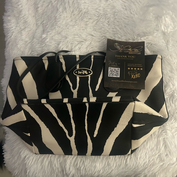 Coach Black and White Zebra Print Women's Bag - Picture 1 of 3